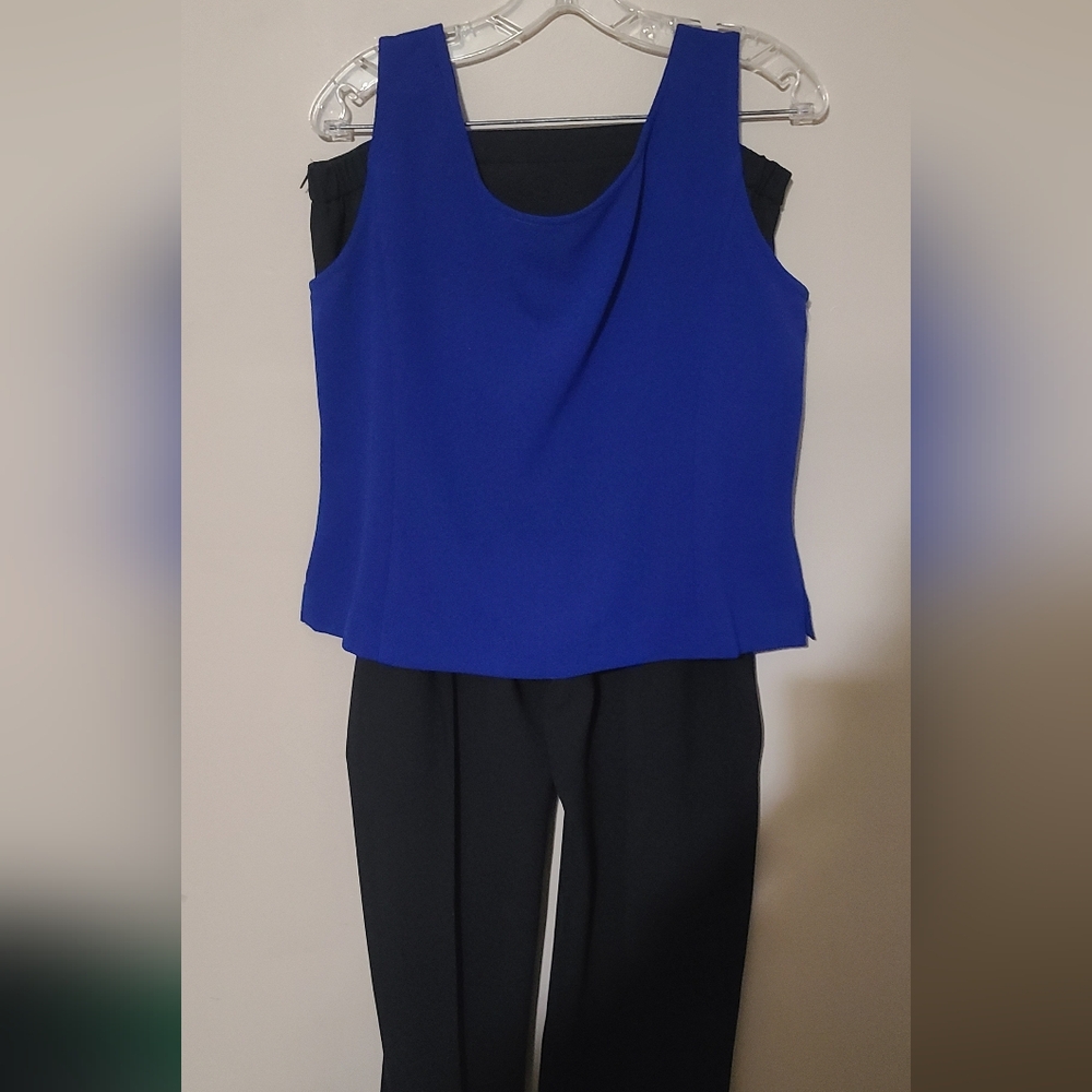 Danny & Nicole Royal Blue and Black Pantsuit Plus Size 14 - Picture 4 of 10